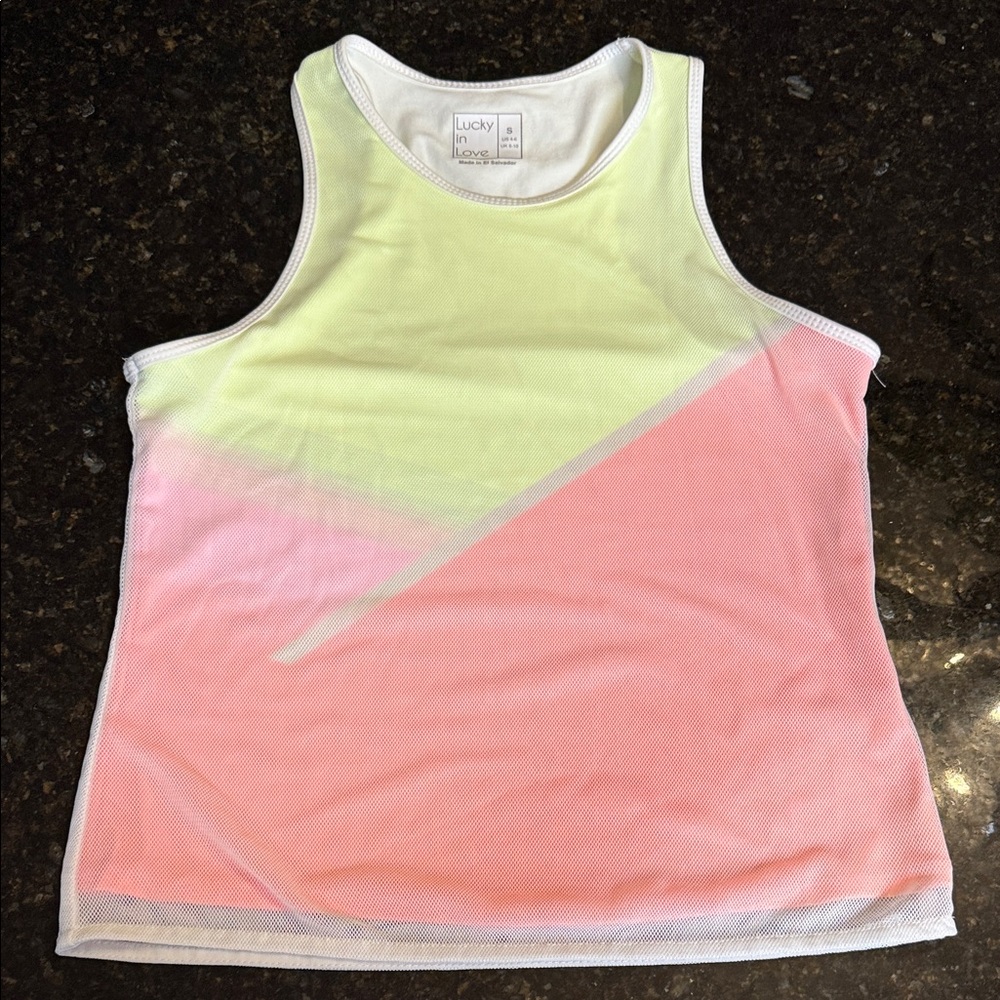 Tennis tank Top Lucky Brand Neon Yellow and Pink